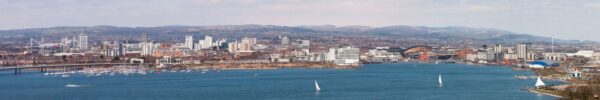 Cardiff Bay panoramic image taken from Penarth