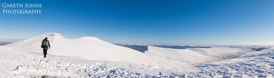 Corn Du, Pen y Fan and Cribyn covered in snow