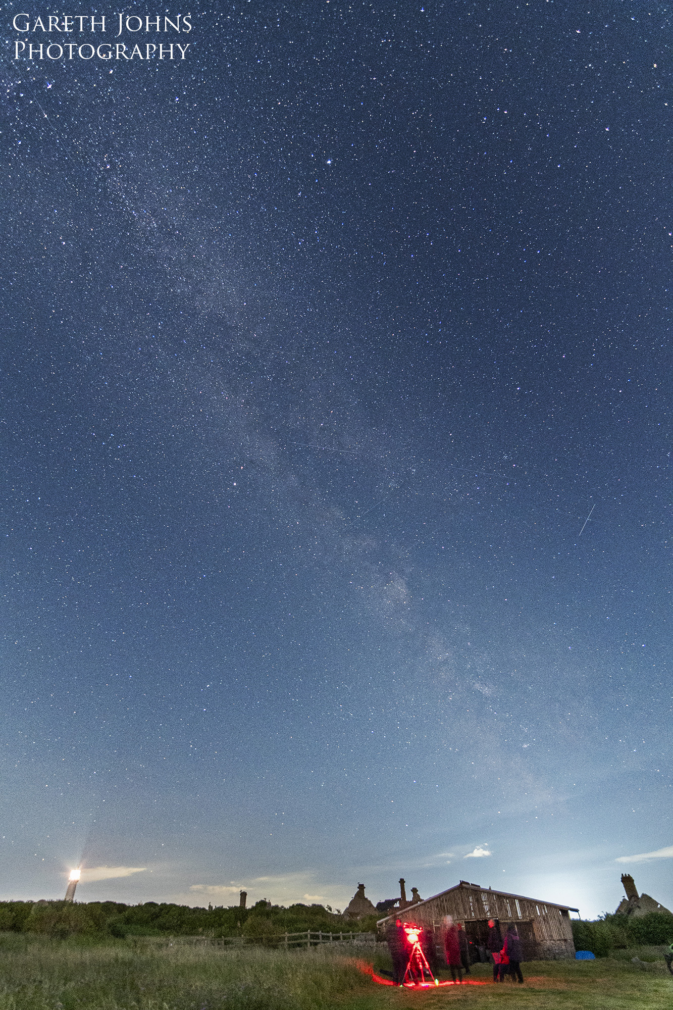 Cardiff Astronomical society on Flat Holm island under the milky way