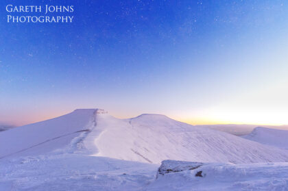 Dawn breaking over a frozen Pen y Fan