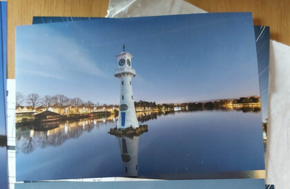Print of Roath Park lake at night